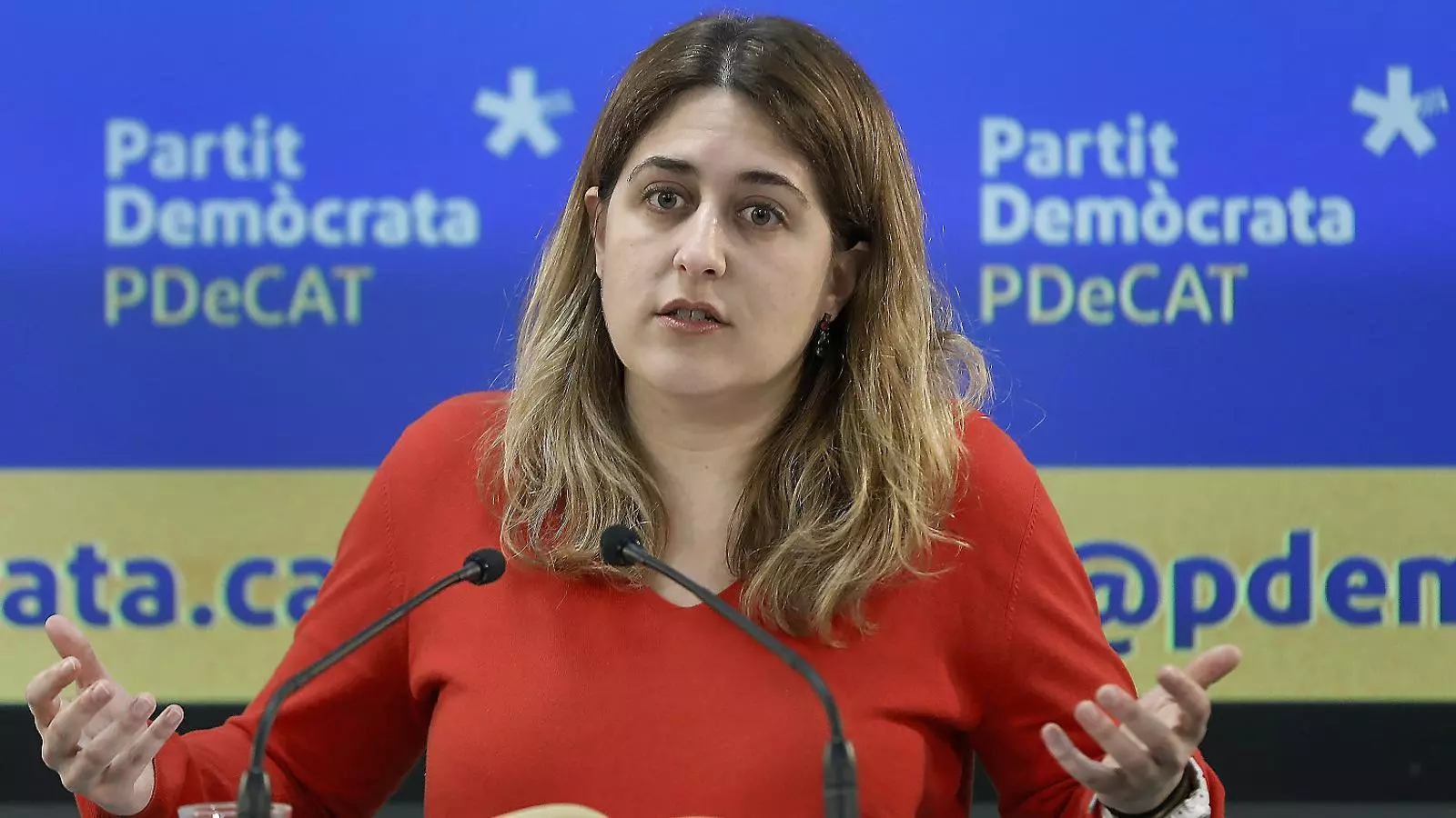 Marta Pascal, coordinadora del PDECat, ahir en roda de premsa.