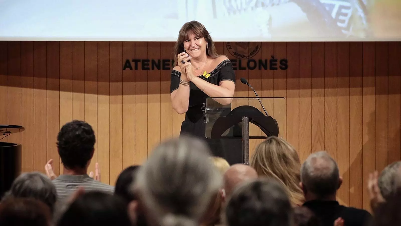 La presidenta del Parlamento , Laura Borràs, este sábado al Ateneo Barcelonès.