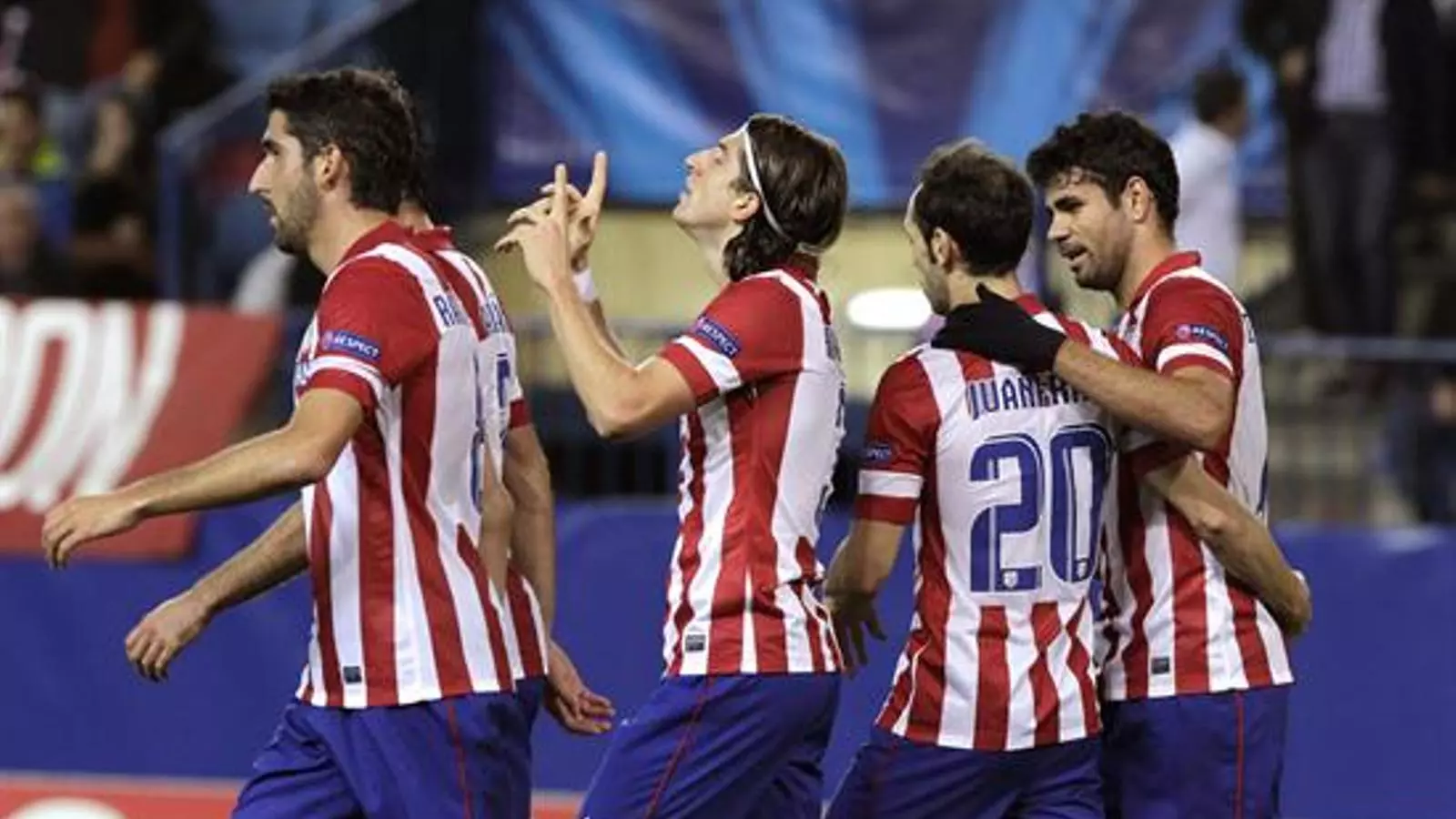 Els jugadors de l'Atlètic de Madrid, celebrant un gol contra l'Àustria de Viena