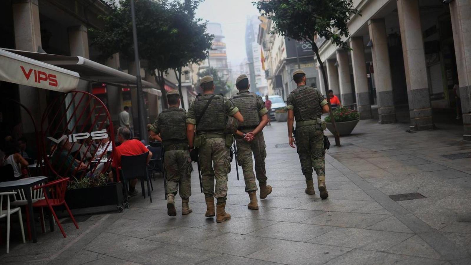 Soldiers in a street of Ceuta, this Wednesday
