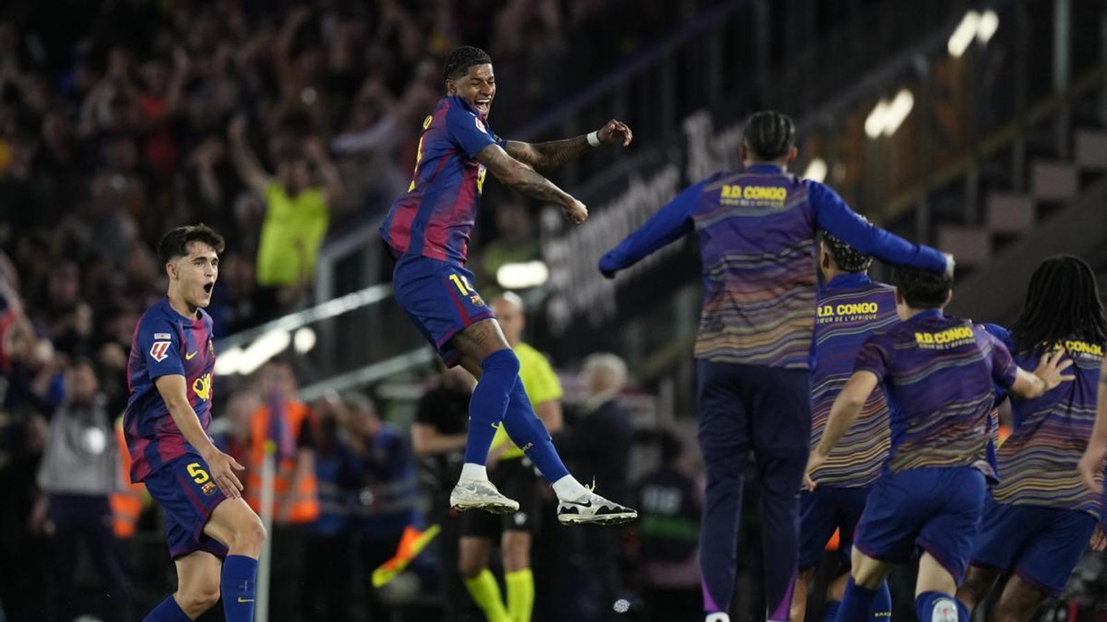 Rashford, celebrating the first goal against Madrid