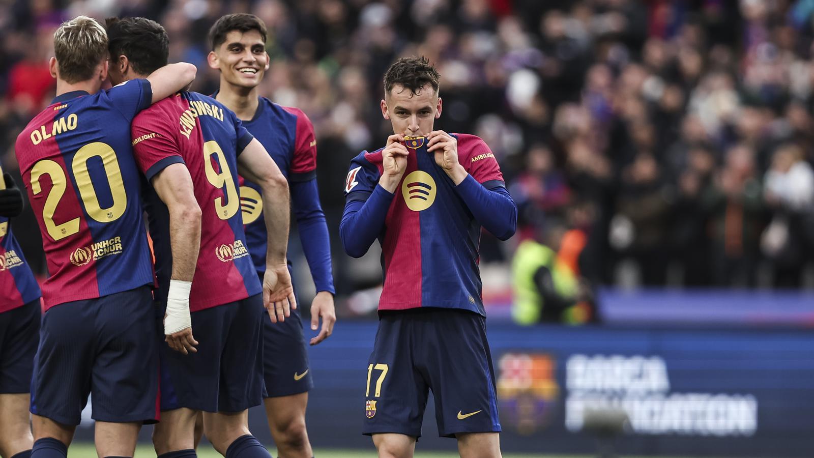 Marc Casadó celebrates a goal in a file image.