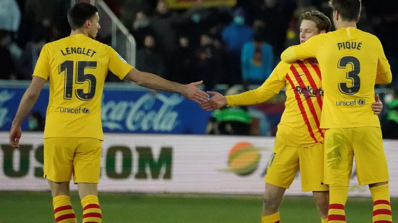 Els jugadors del Barça, celebrant el gol del triomf a Vitòria
