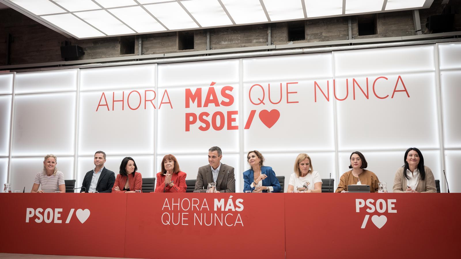 The president of the Spanish Government and secretary general of the PSOE, Pedro Sánchez, during the meeting of the Federal Executive Commission of the party at the Ferraz headquarters, in Madrid, on October 5, 2026.