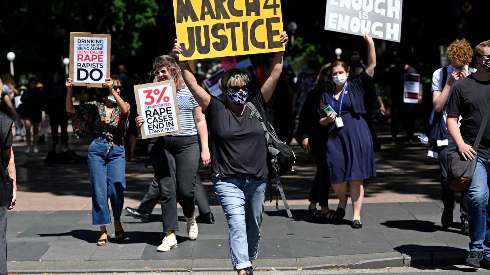 Manifestació contra les agressions sexuals a Austràlia, a Sidney, aquest dilluns