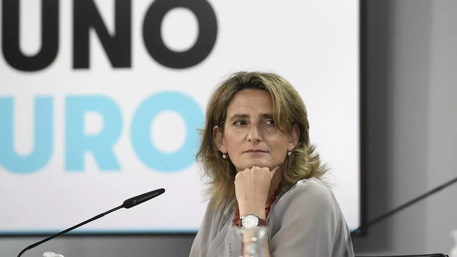 La ministra de Transició Ecològica, Teresa Ribera, ahir a la Moncloa.