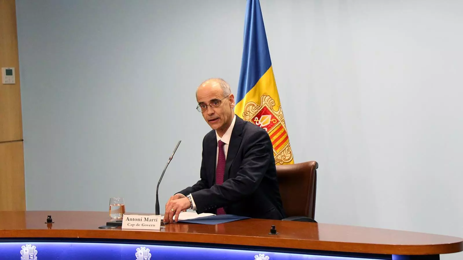 El cap de Govern, Toni Martí, durant la roda de premsa posterior al consell de ministres. / E. J. M. (ANA)