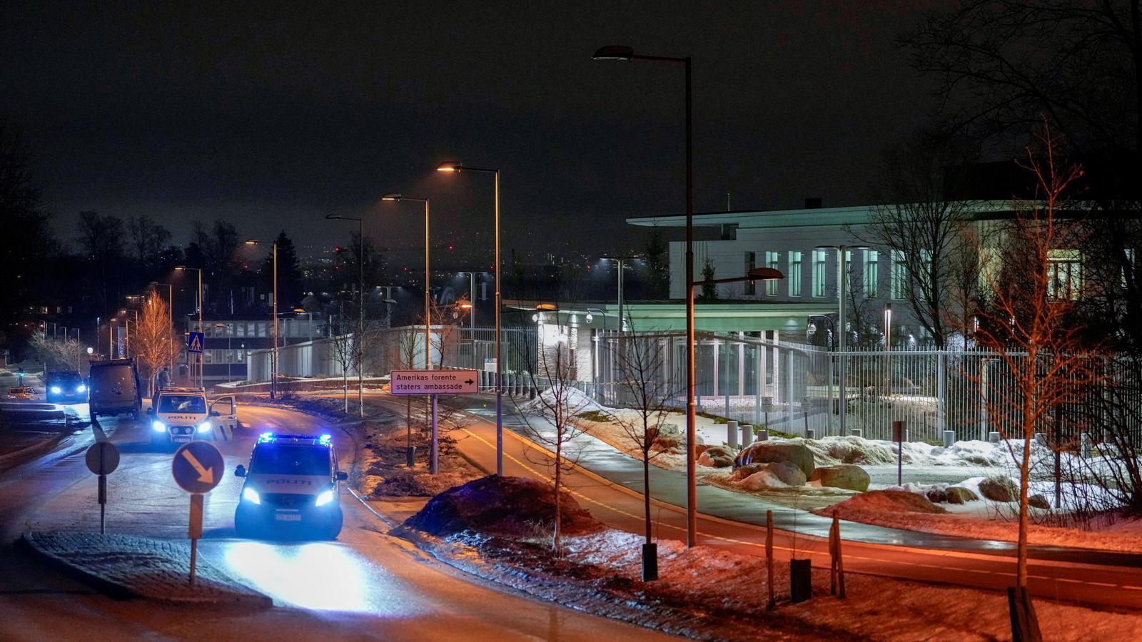 La embajada estadounidense en Oslo, donde ha tenido lugar la explosión.