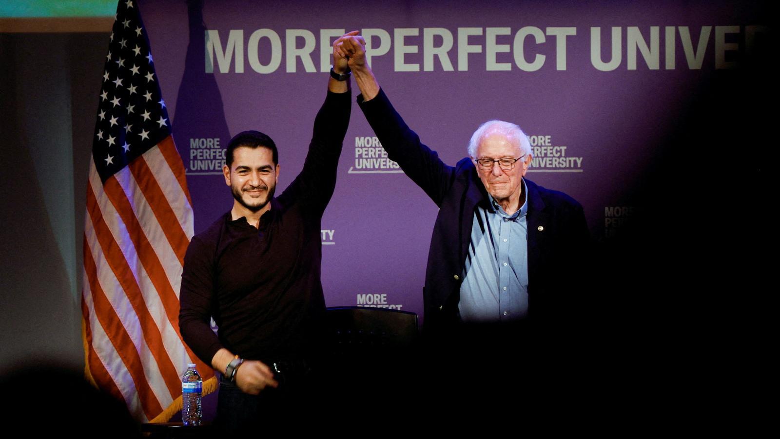The Democratic candidate for Michigan for the Senate, Abdul El-Sayed, with the Democratic senator Bernie Sanders, at an event in Michigan.
