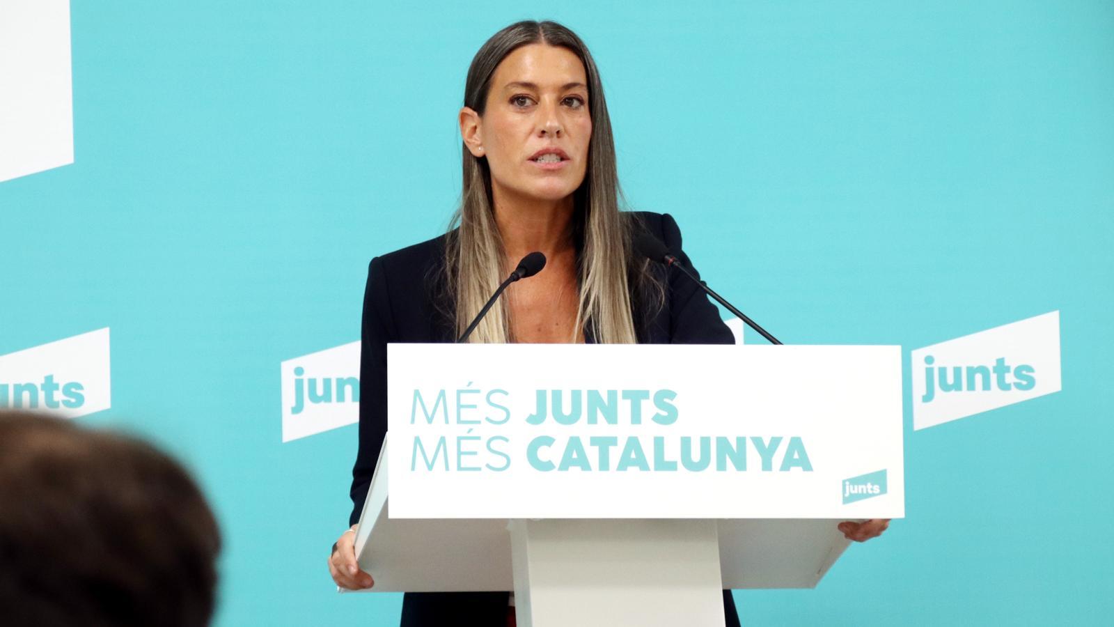 Míriam Nogueras, candidate for Barcelona of Junts in the elections of November 29, during the press conference of this Monday.