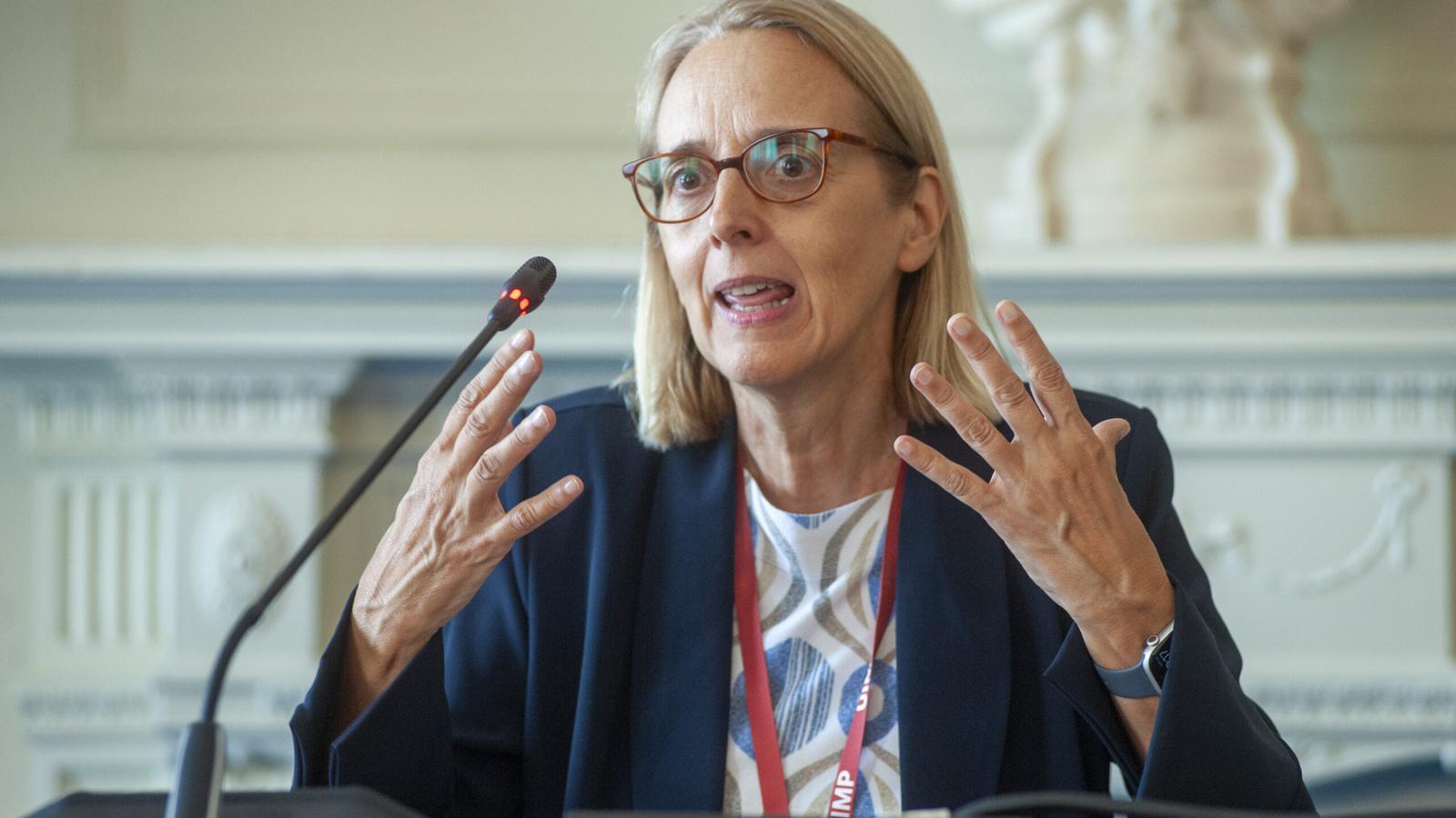 The president of Airef, Inés Olóndriz, this Thursday in Santander