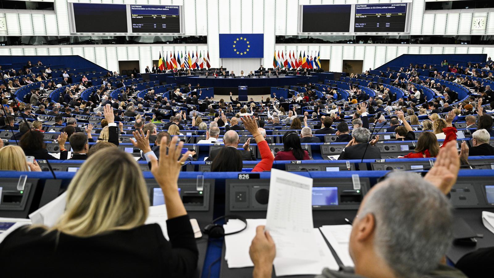 A vote in the European Parliament, the October session in Strasbourg.