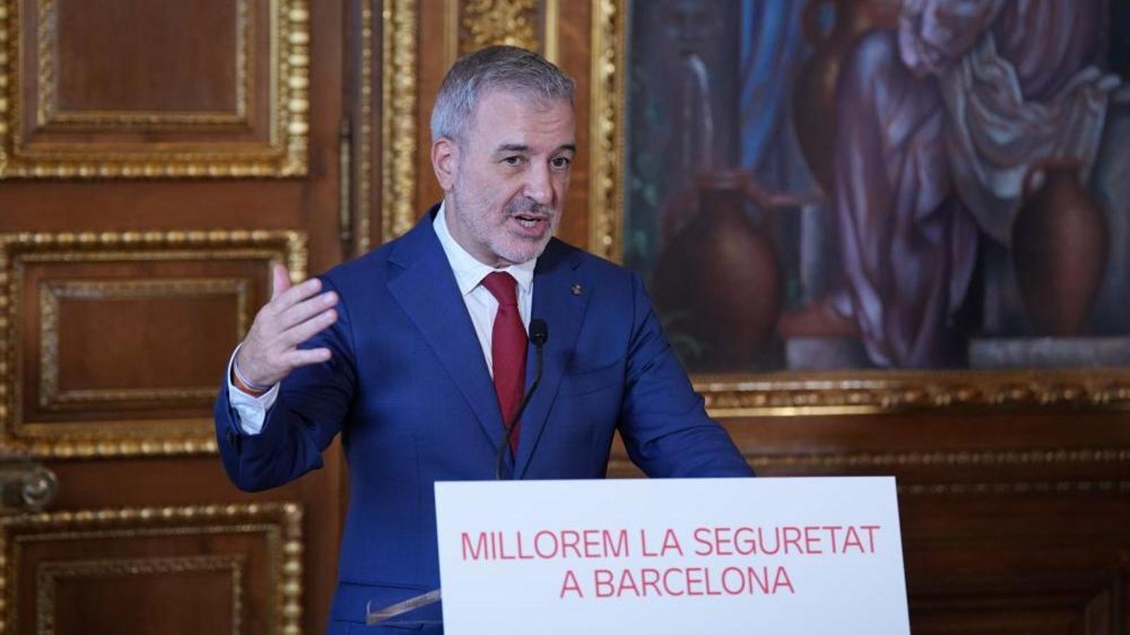 El alcalde de Barcelona, Jaume Collboni, lunes, después de la celebración de la Junta Local de Seguridad.