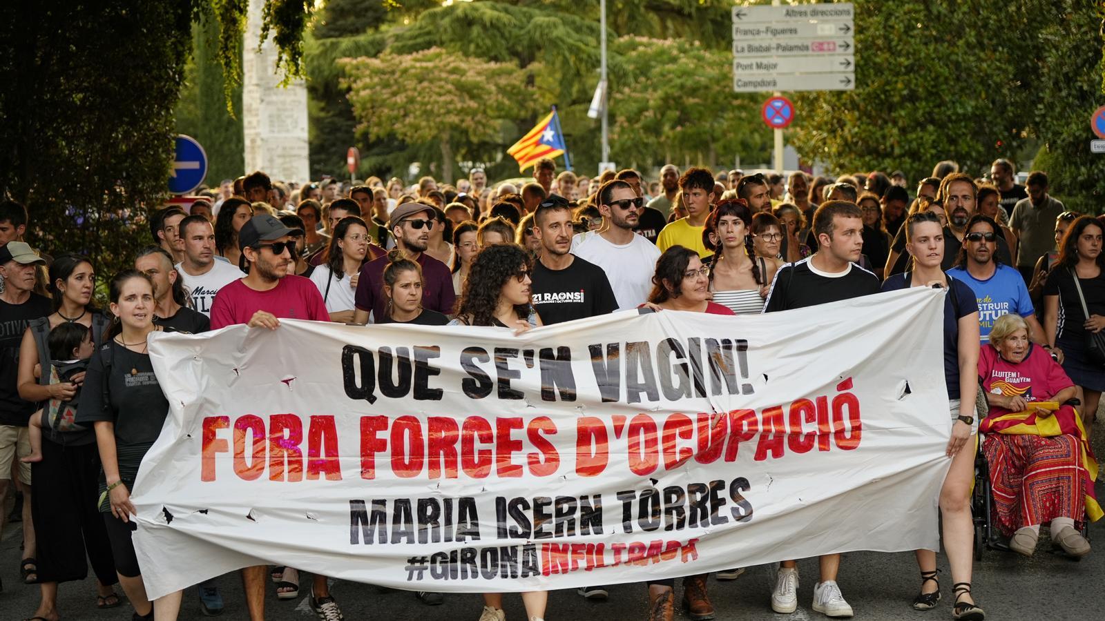 The demonstration today in the streets of Girona