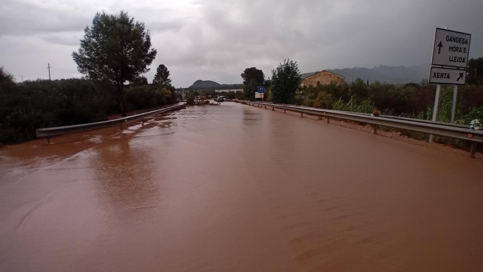 The C-12 roadway, in Xerta, flooded
