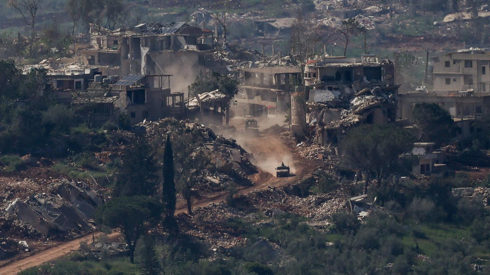 Israeli army vehicles entering Lebanon.