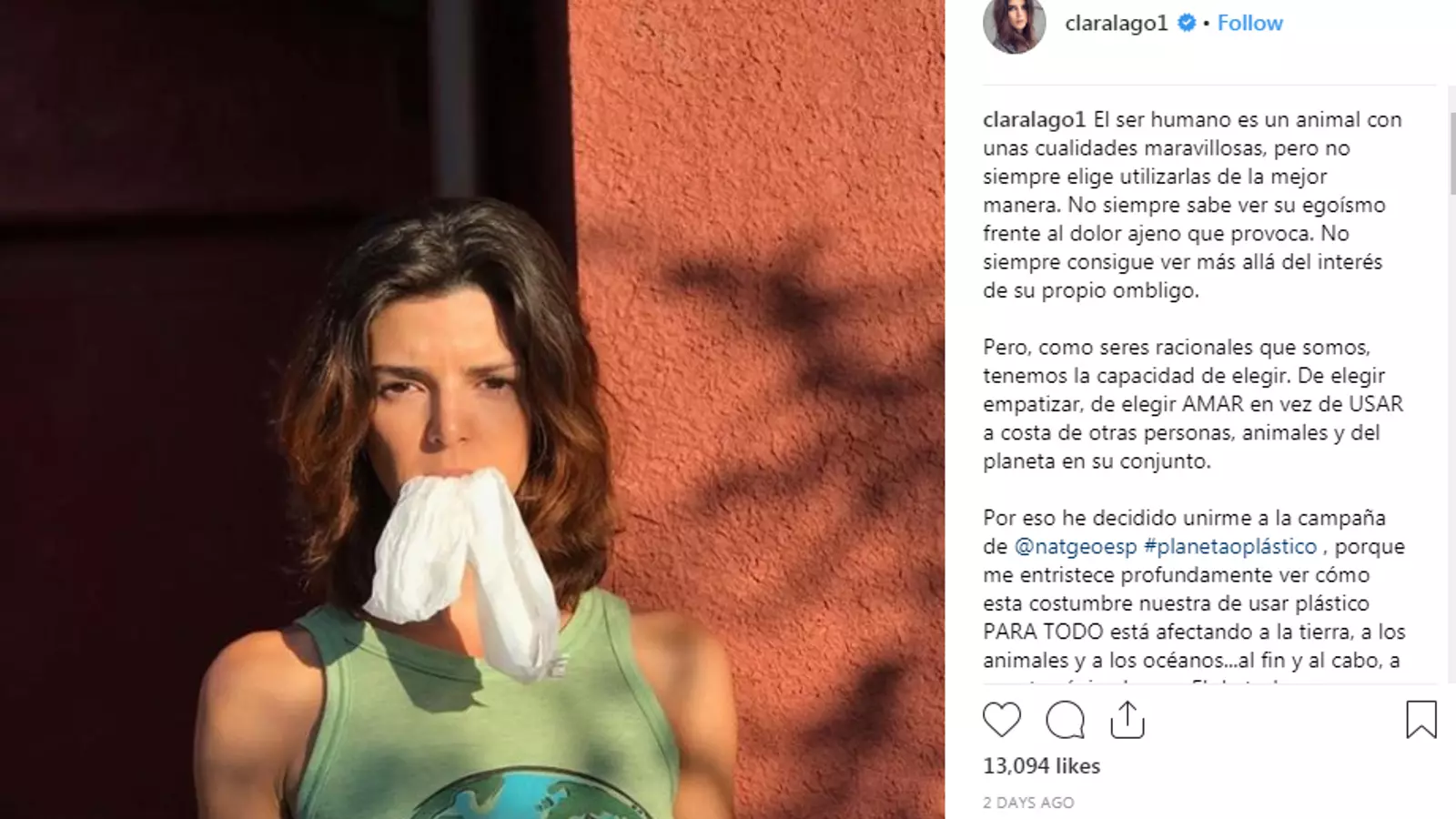 Clara Lago en el seu perfil d'Instagram.