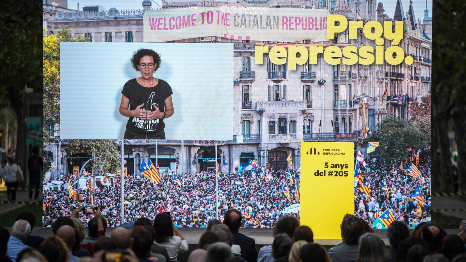 Imatge de l'acte que ha fet ERC per commemorar el cinquè aniversari del 20-S.