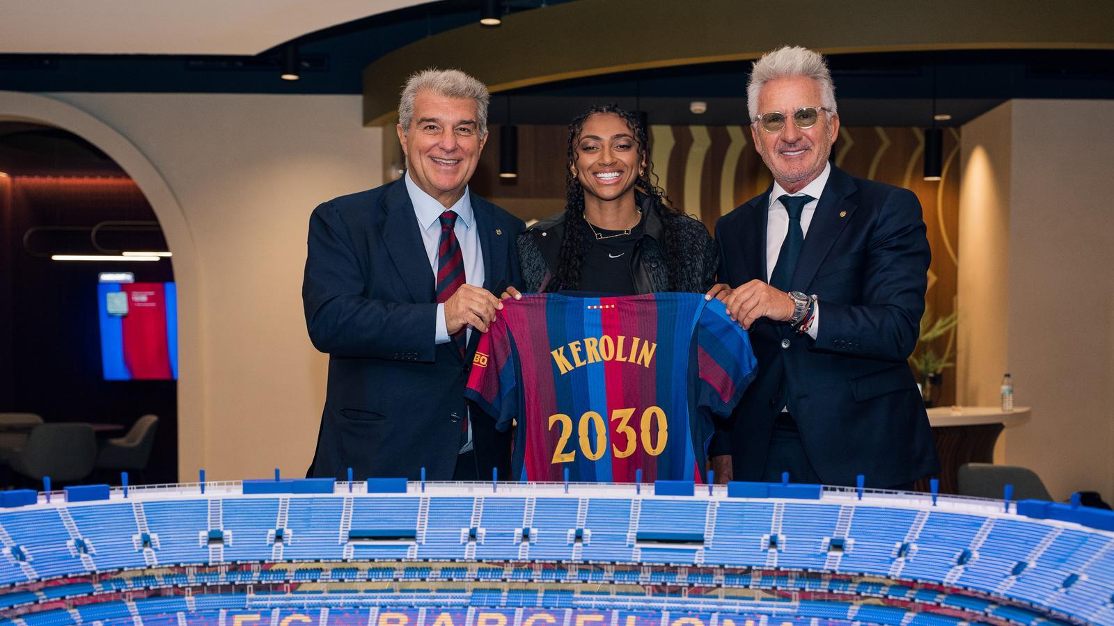Kerolin Nicoli, presented at the Camp Nou