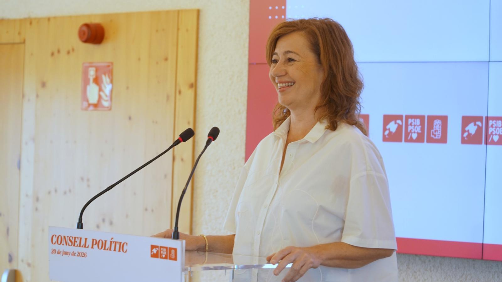 La presidenta del Congreso de los diputados, Francina Armengol, en una rueda de prensa en Palma.
