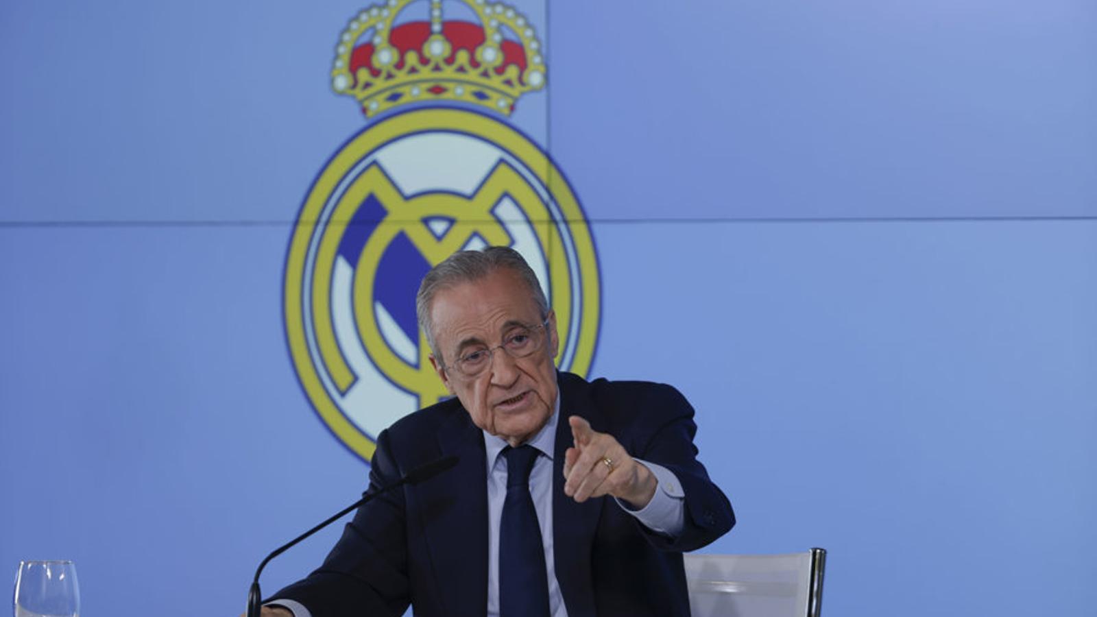 Florentino Pérez during the press conference.