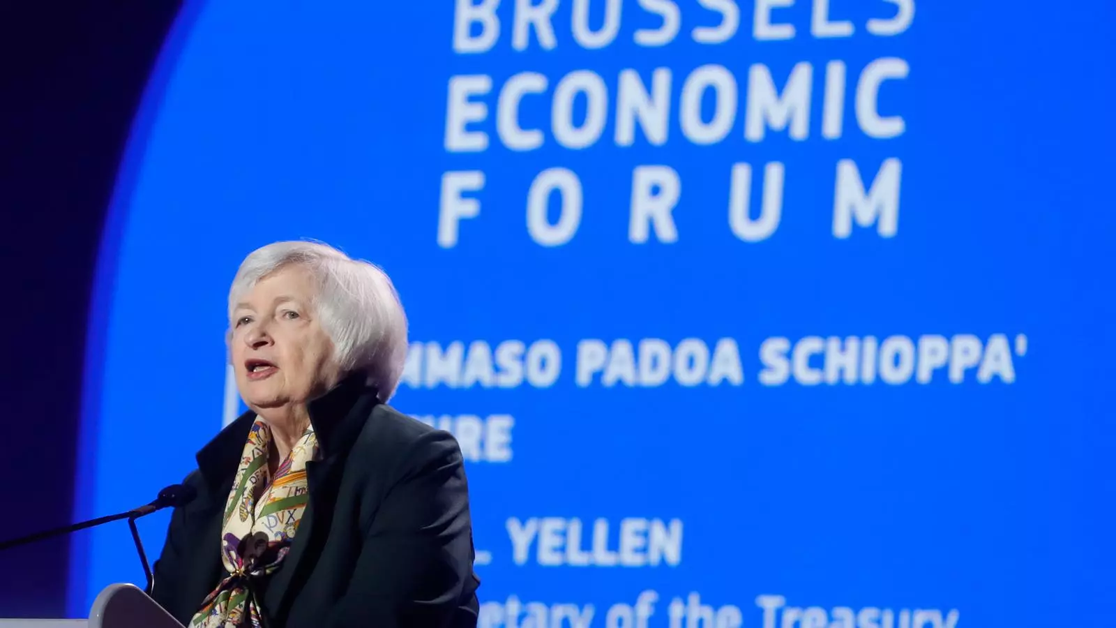 La secretària del Tresor dels EUA, Janet Yellen, aquest dimarts a Brussel·les.