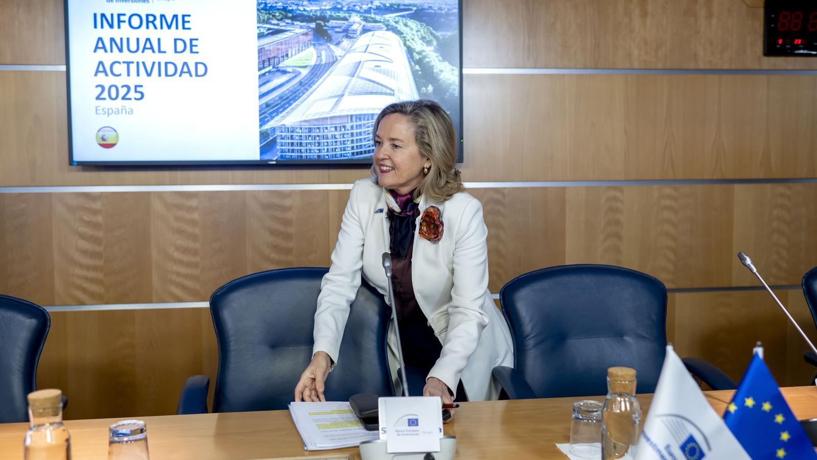 La presidenta del BEI, Nadia Calviño