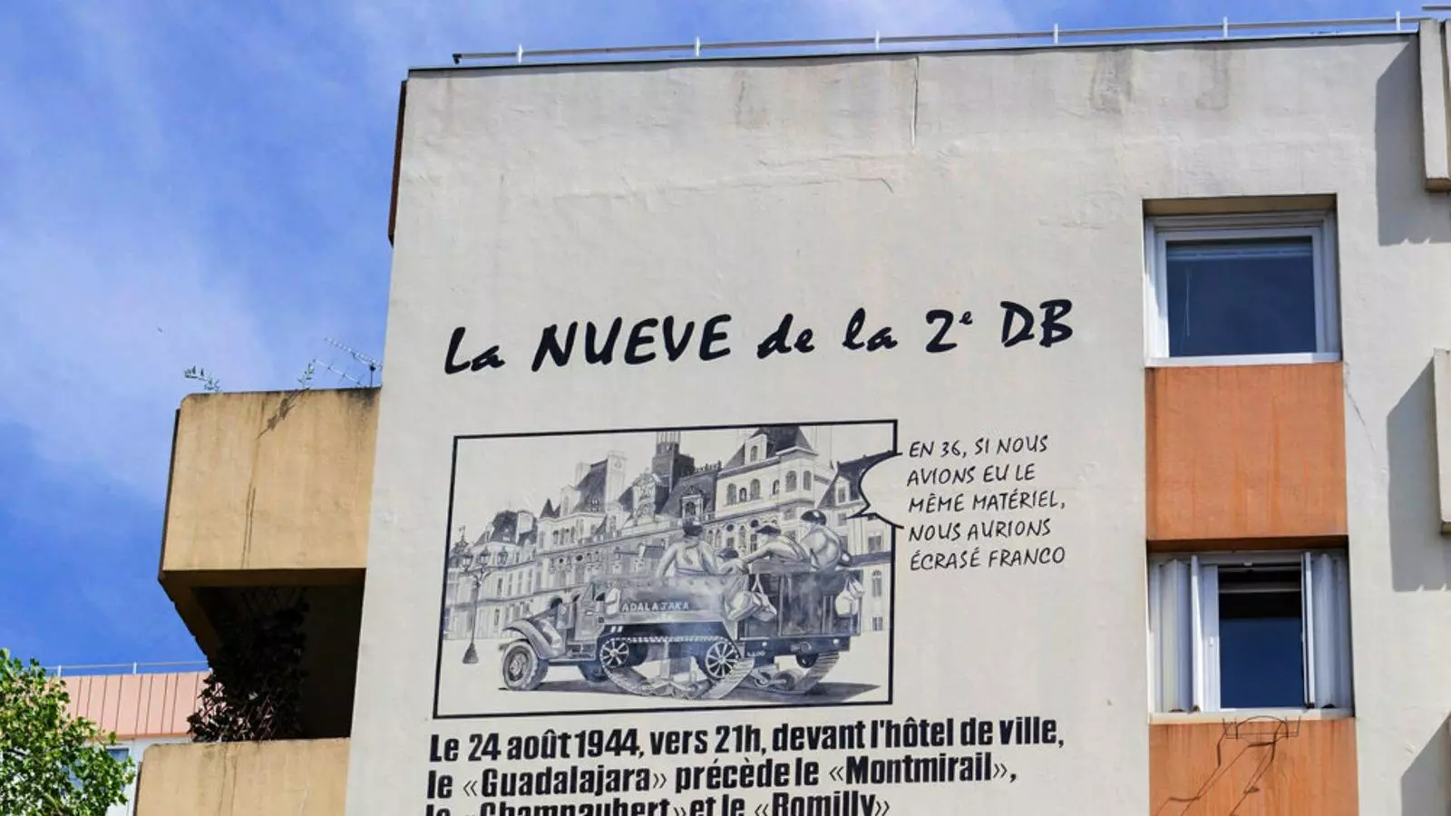 El mural que mostra el camí del soldats espanyols que van alliberar París.