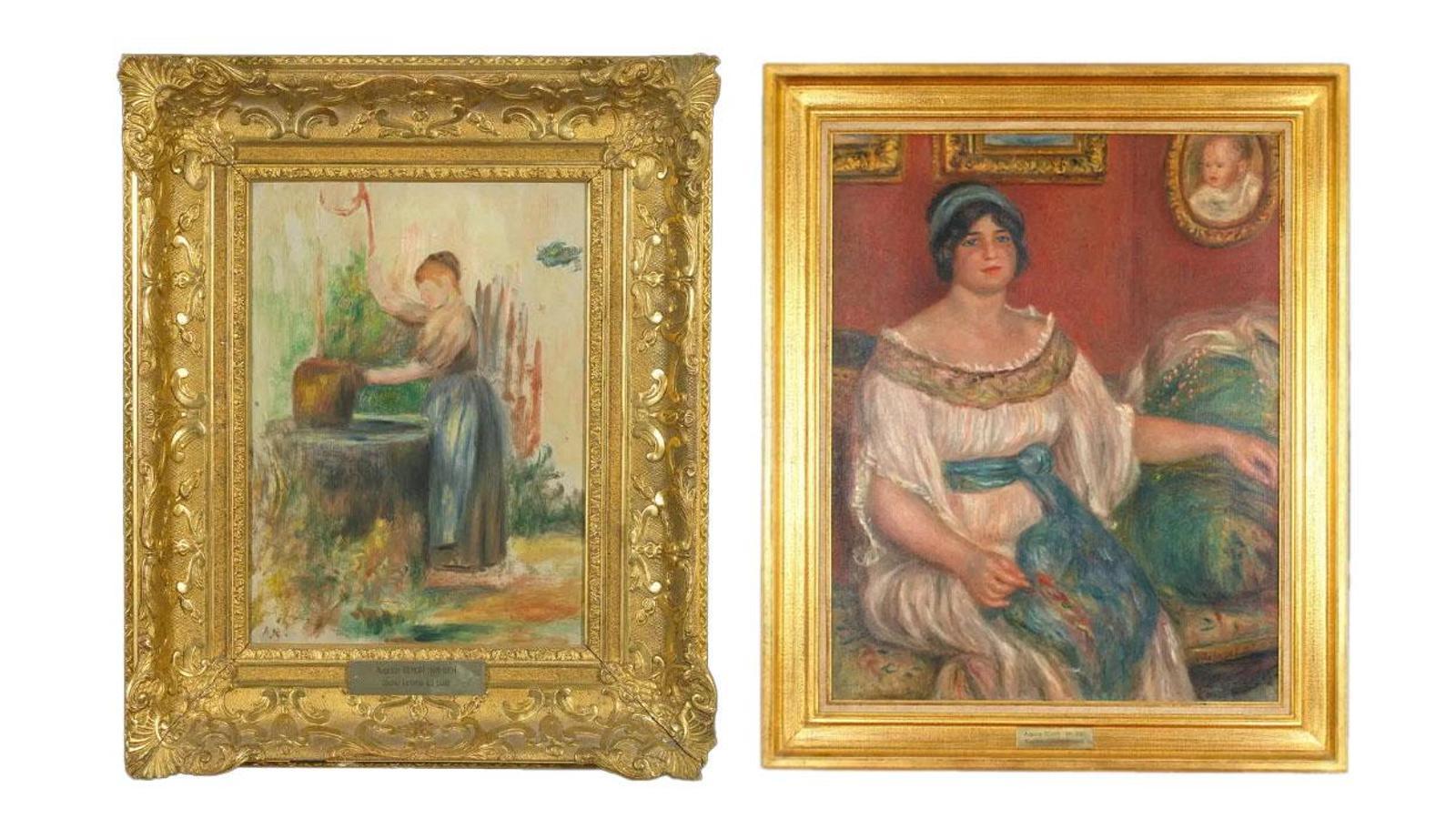 Painting "Young woman at the well" and "Madame Colonna Romano", by the French painter Pierre-Auguste Renoir, which was stolen from the Renoir Museum in Cagnes-sur-Mer (France)