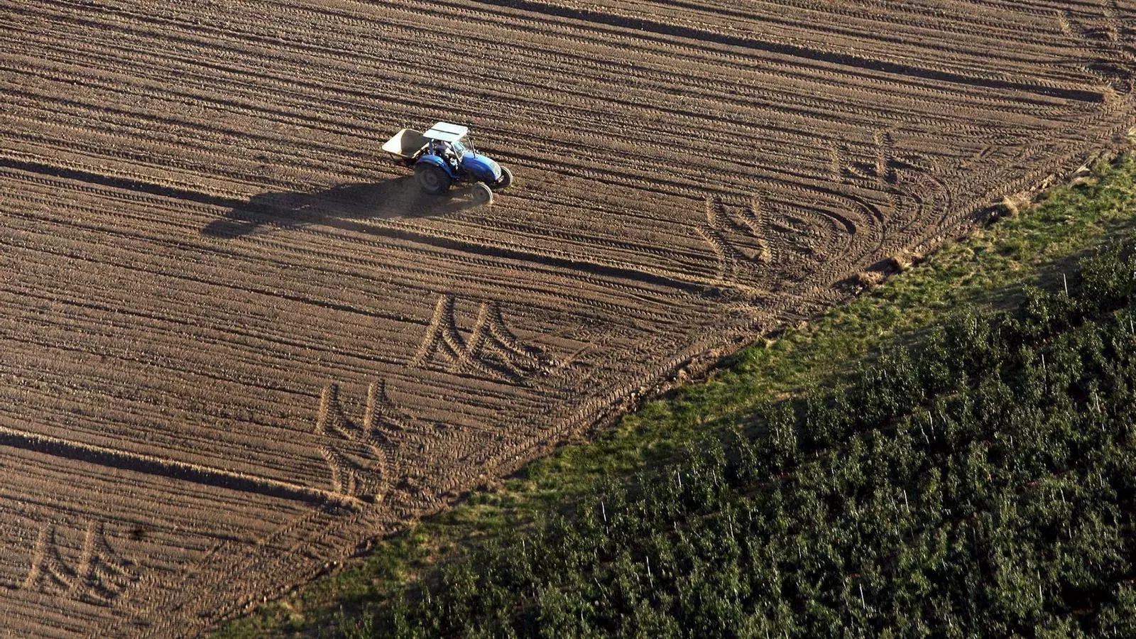 Un pagès treballant la terra al Baix Emporda