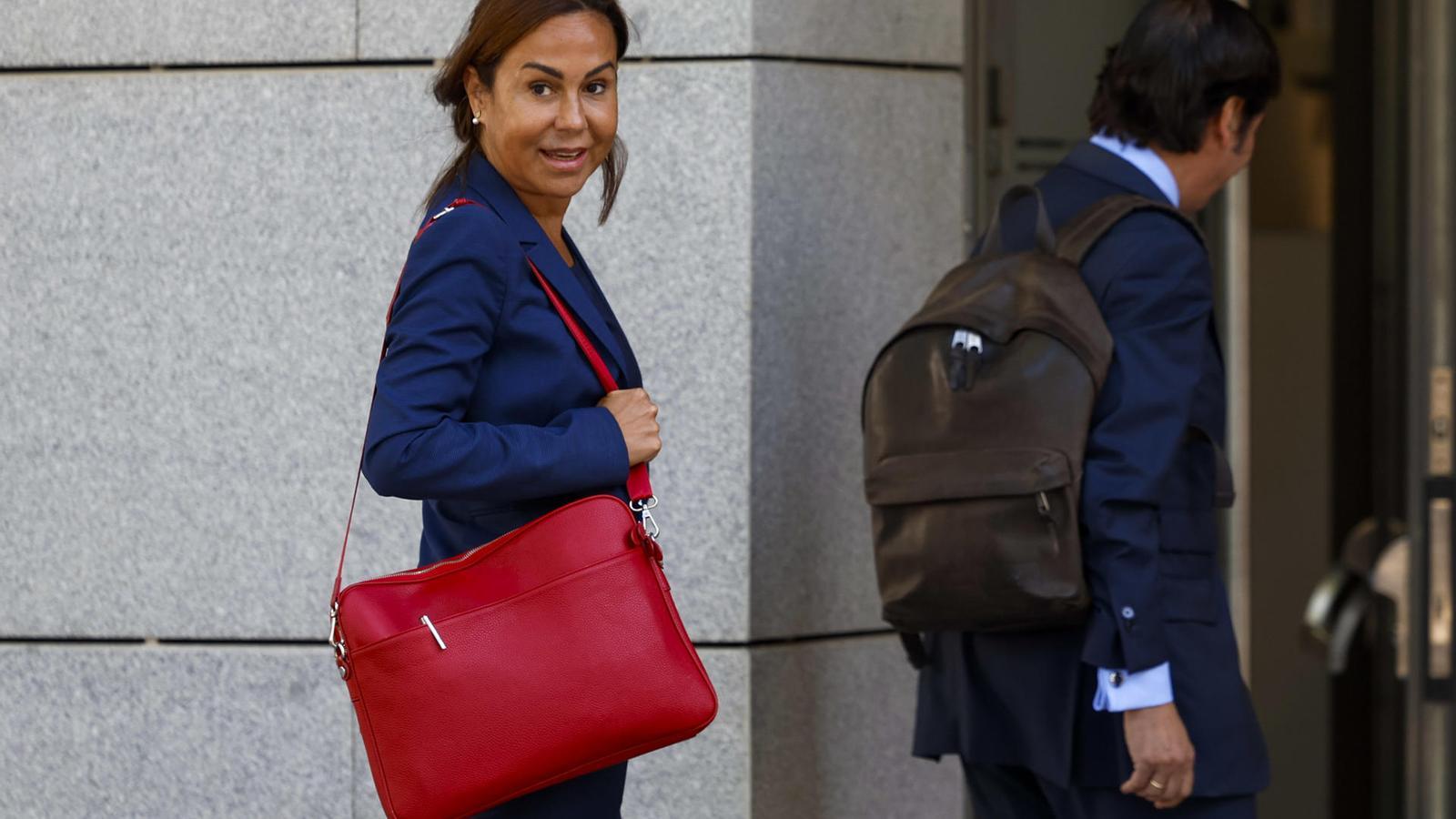 Former Adif president Isabel Pardo de Vera upon her arrival at the National Court to testify as a suspect