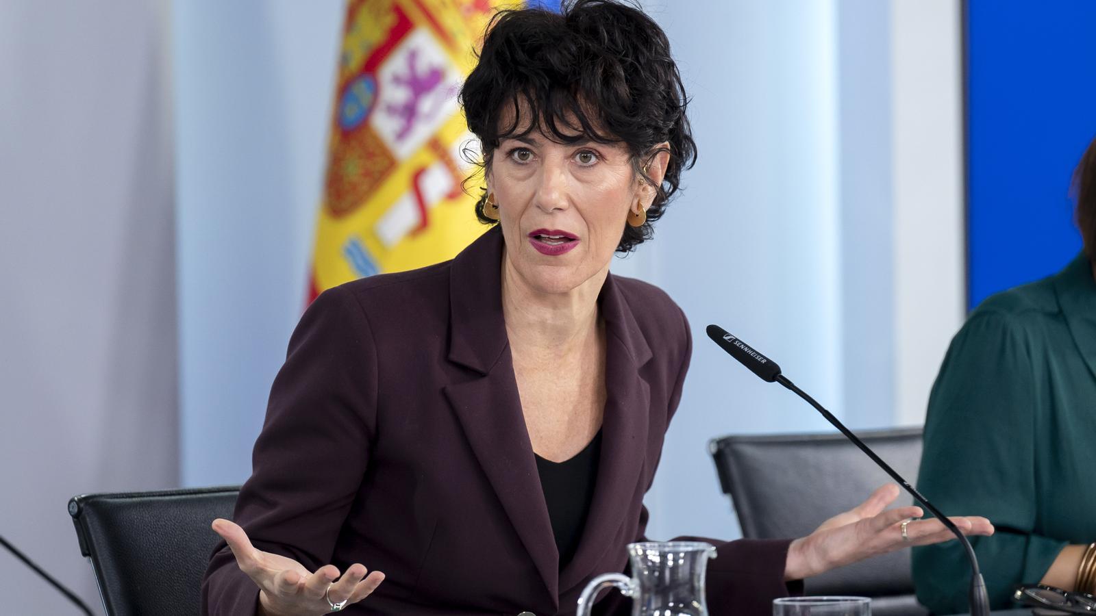 The spokesperson for the Spanish government and minister, Elma Saiz, in a press conference.