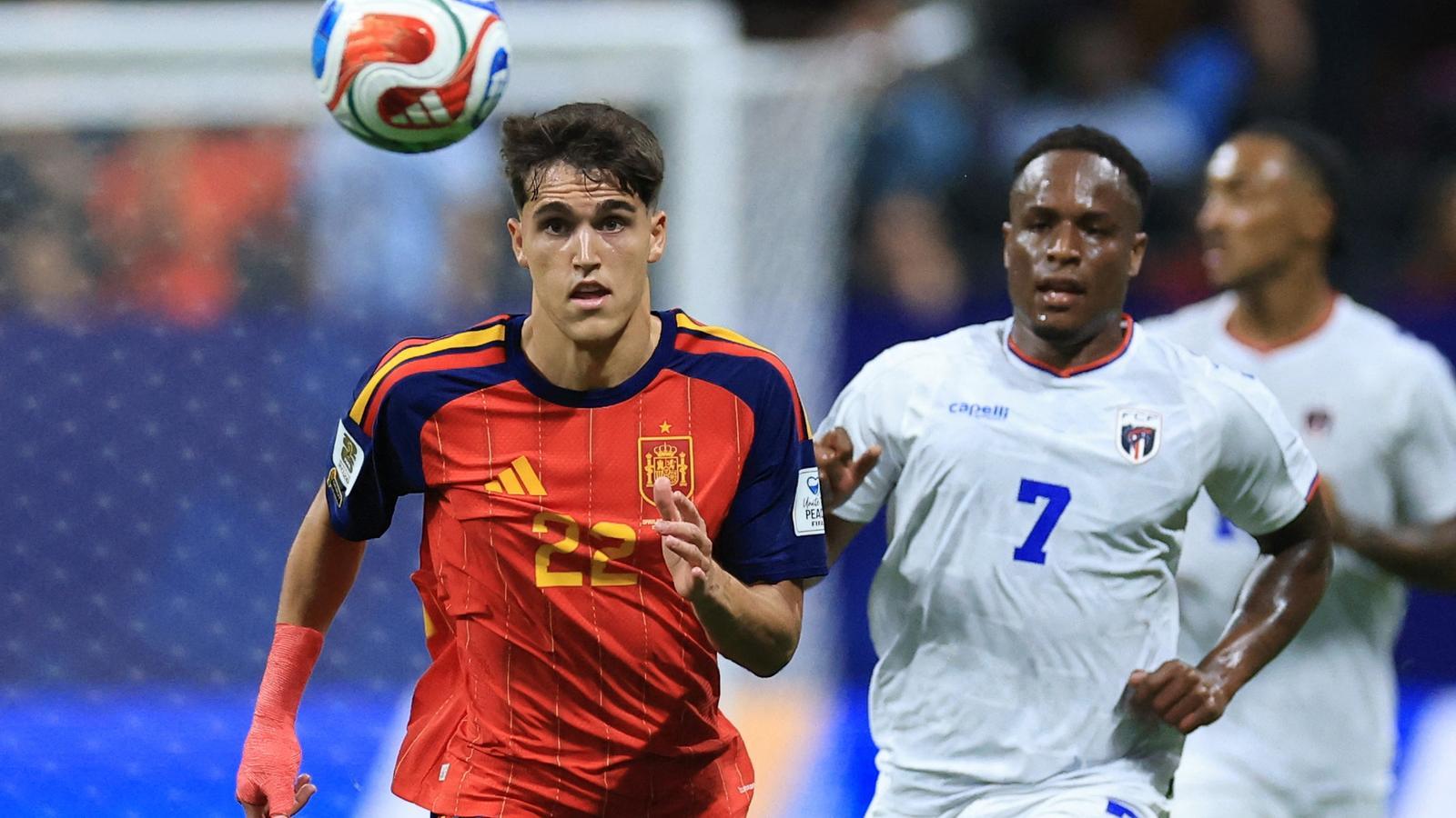 Pau Cubarsí, during the match between Spain and Cape Verde
