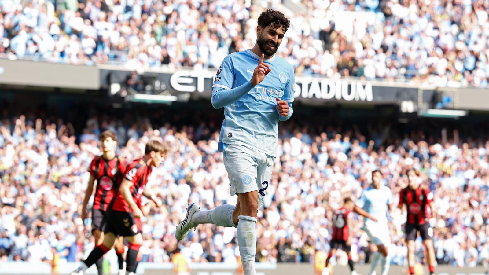 Josko Gvardiol celebra el gol de la victoria del Manchester City contra el Bournemouth