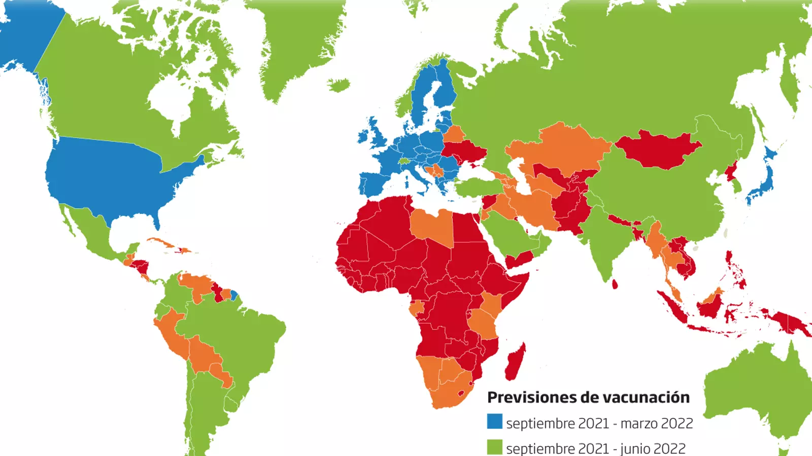 Mapamundi del acceso a las vacunas en el mundo