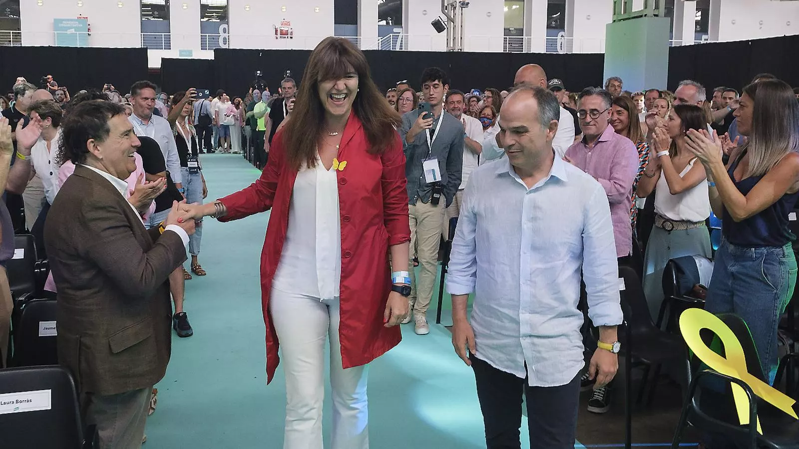 La presidenta del Parlament i líder de Junts, Laura Borràs, ahir amb el secretari general, Jordi Turull.