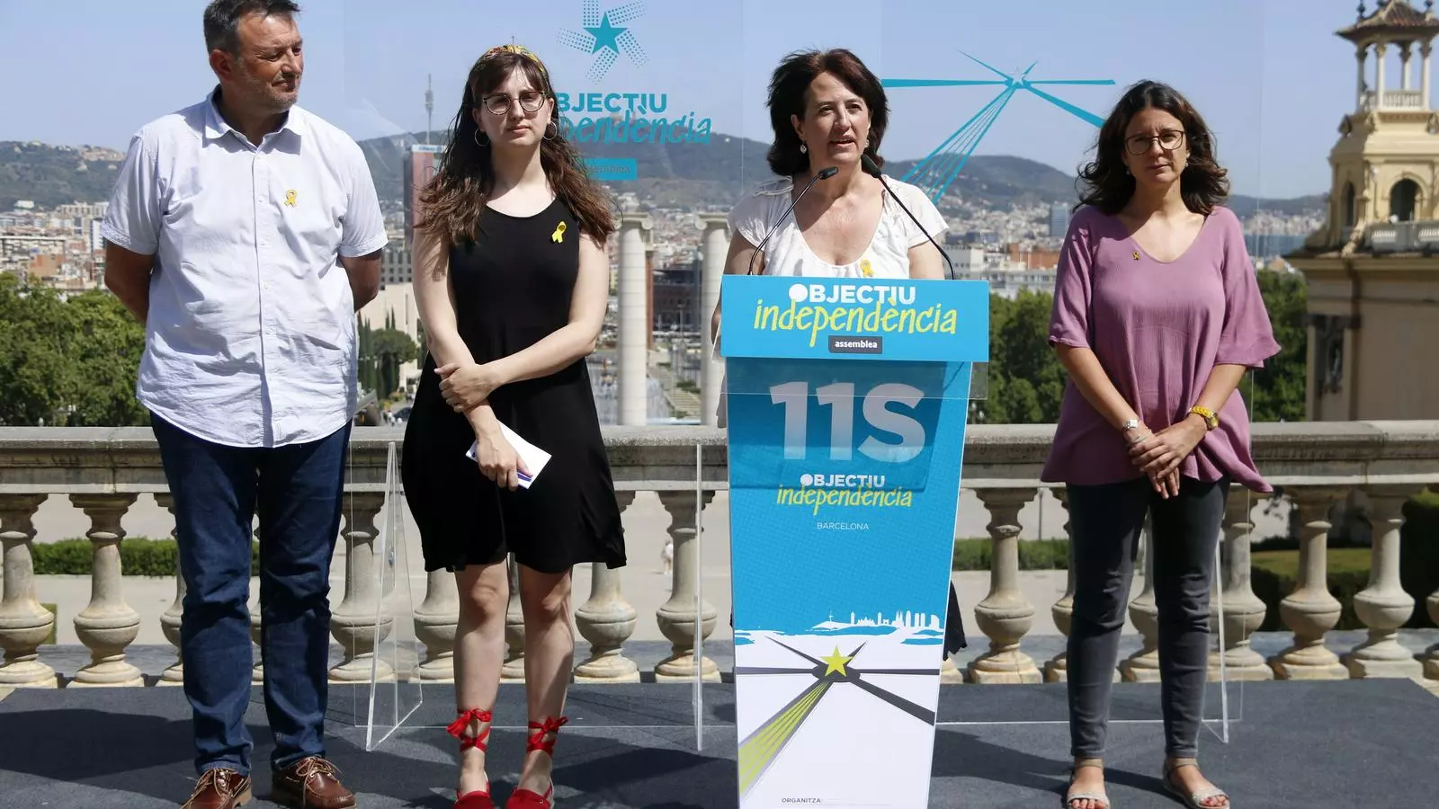 La presidenta de l'ANC, Elisenda Paluzie, en roda de premsa.