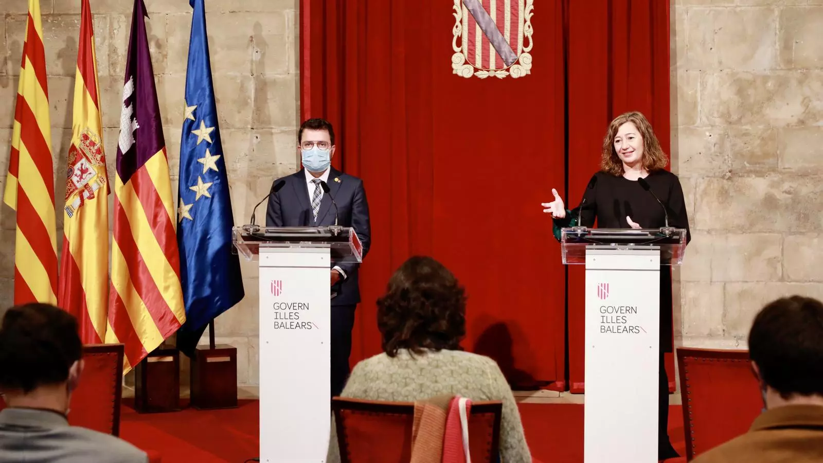 Pere Aragonès i Francina Armengol aquest dimecres en el Consolat de Mar.