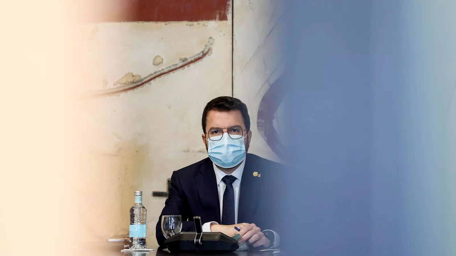 El president de la Generalitat, Pere Aragonès, aquest dimarts en la reunió del consell executiu.