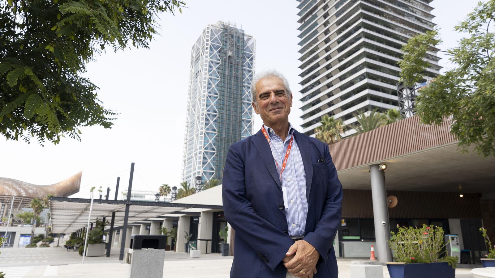 The architect and urban planner Alessandro Balducci, at the foot of the Mapfre Tower in Barcelona