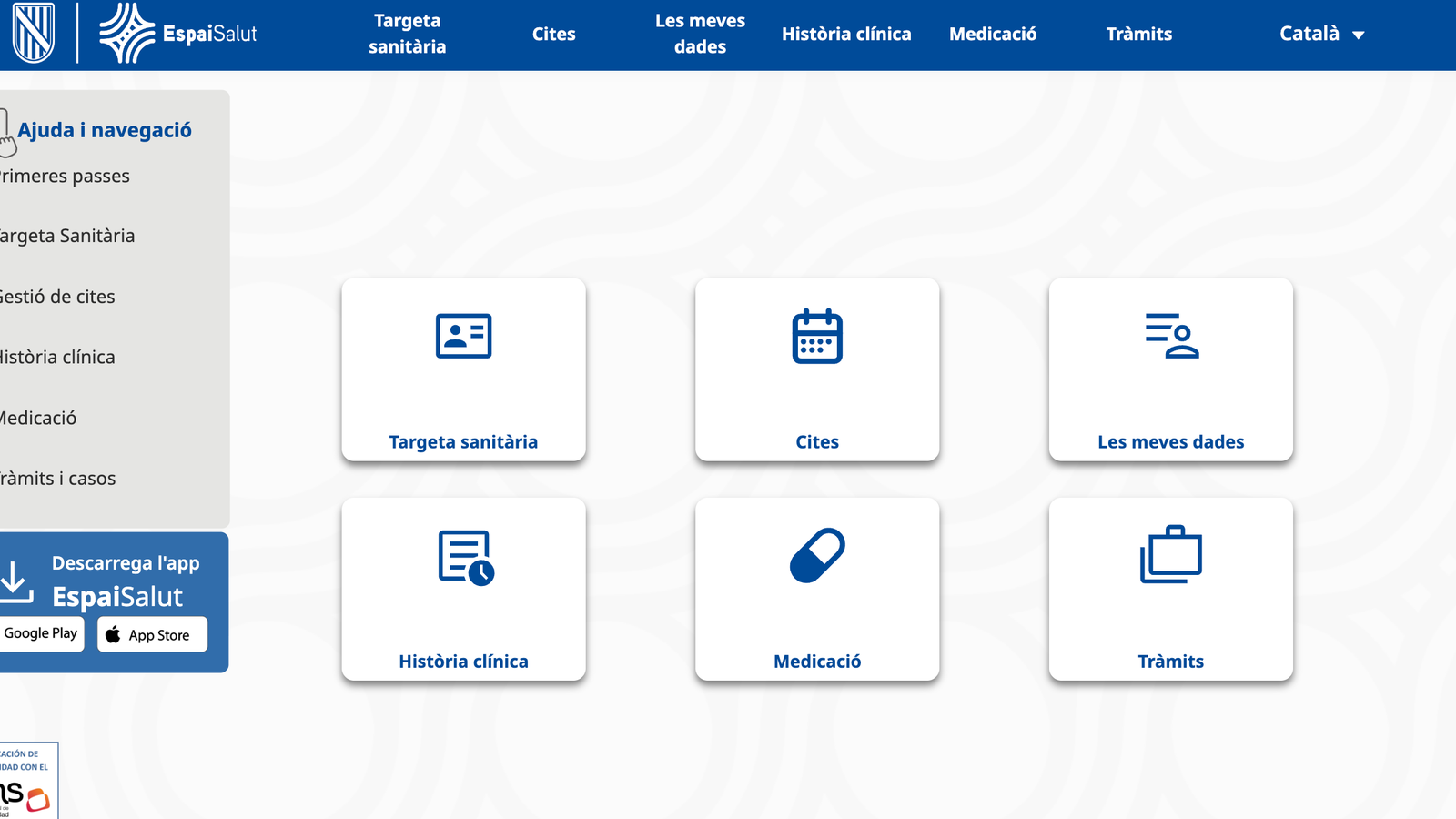 La interfície de la nova eina Espai Salut.
