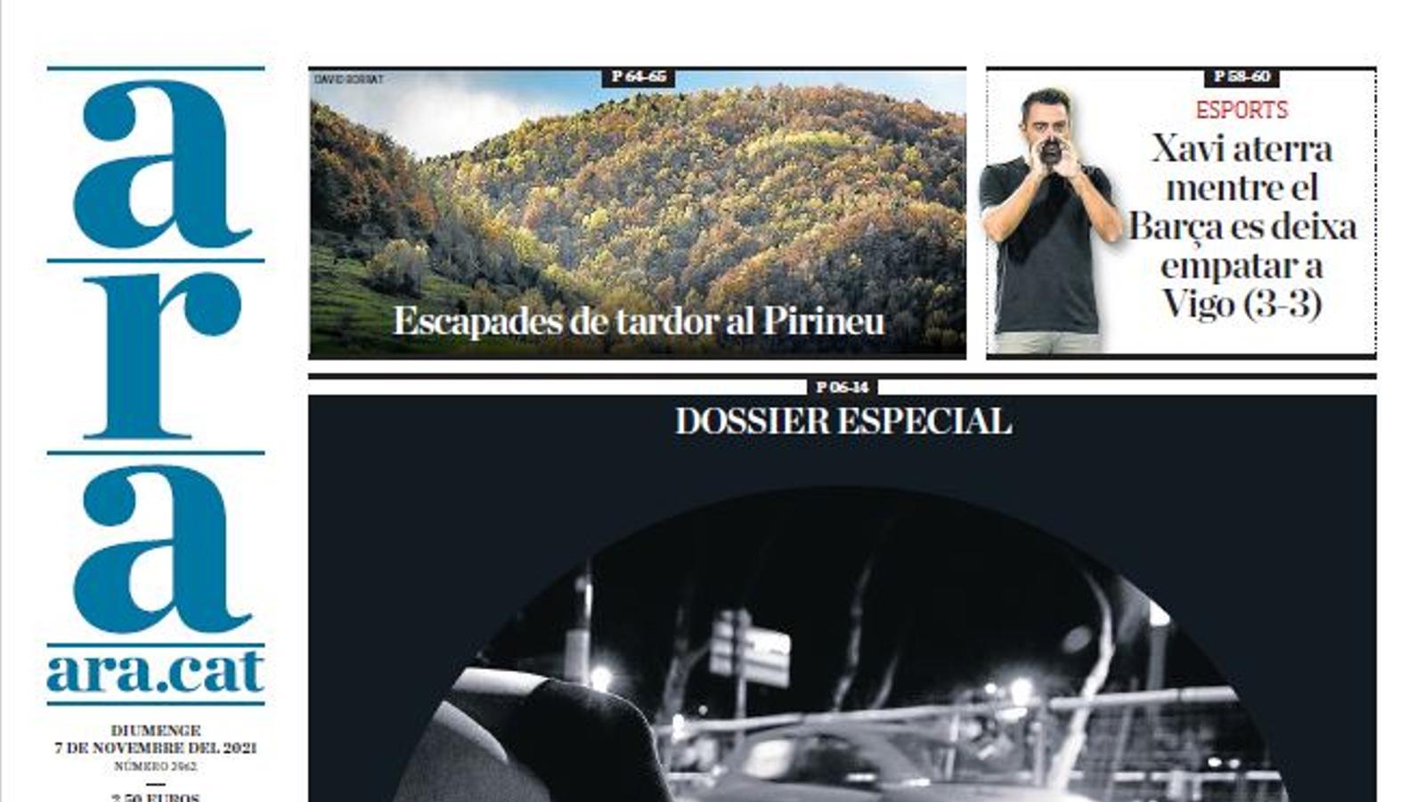 Portada de l'ARA del diumenge 7 de novembre del 2021