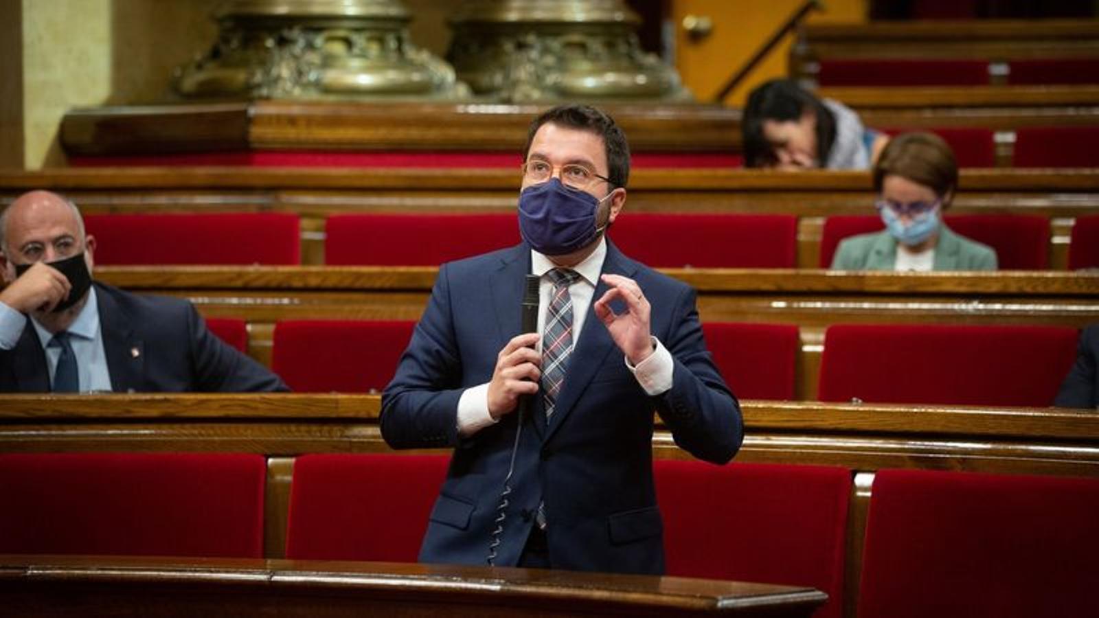 Pere Aragonès in a speech to the plenary session of Parliament