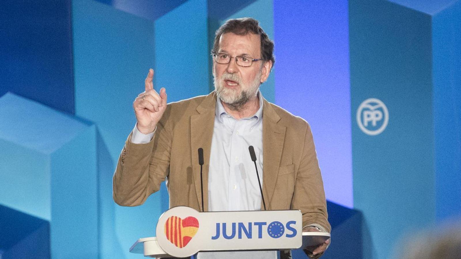 L'expresident del govern espanyol Mariano Rajoy, en un acte a l'hotel Barceló Sants de Barcelona.