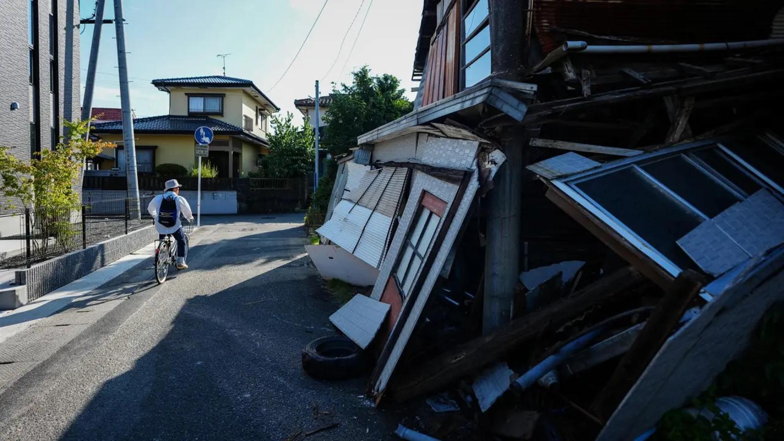 Un edificio dañado en Kumamoto, en Japón