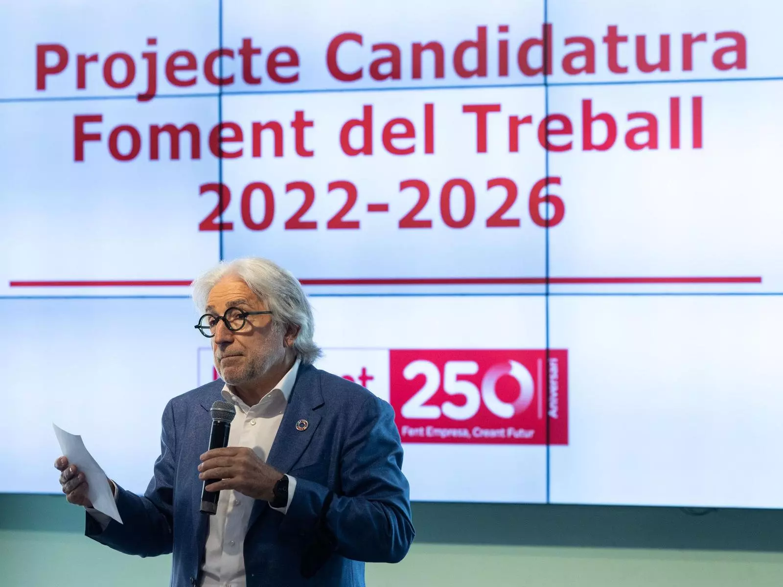 Josep Sánchez Llibre, presentant la seva candidatura per a la reelecció a Foment.