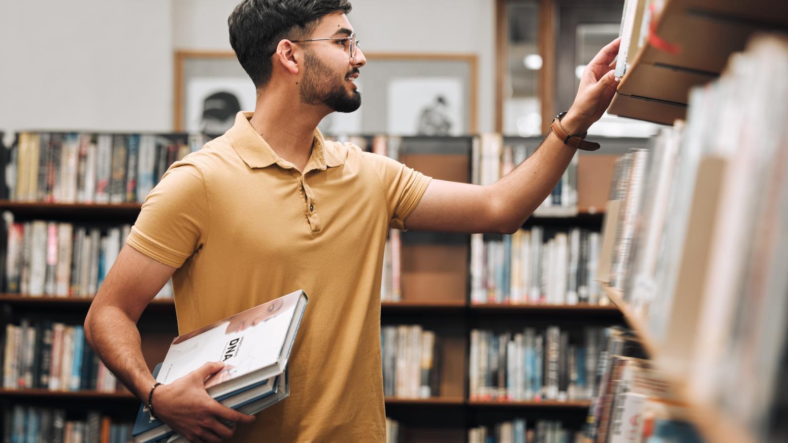 A master's student in the university library