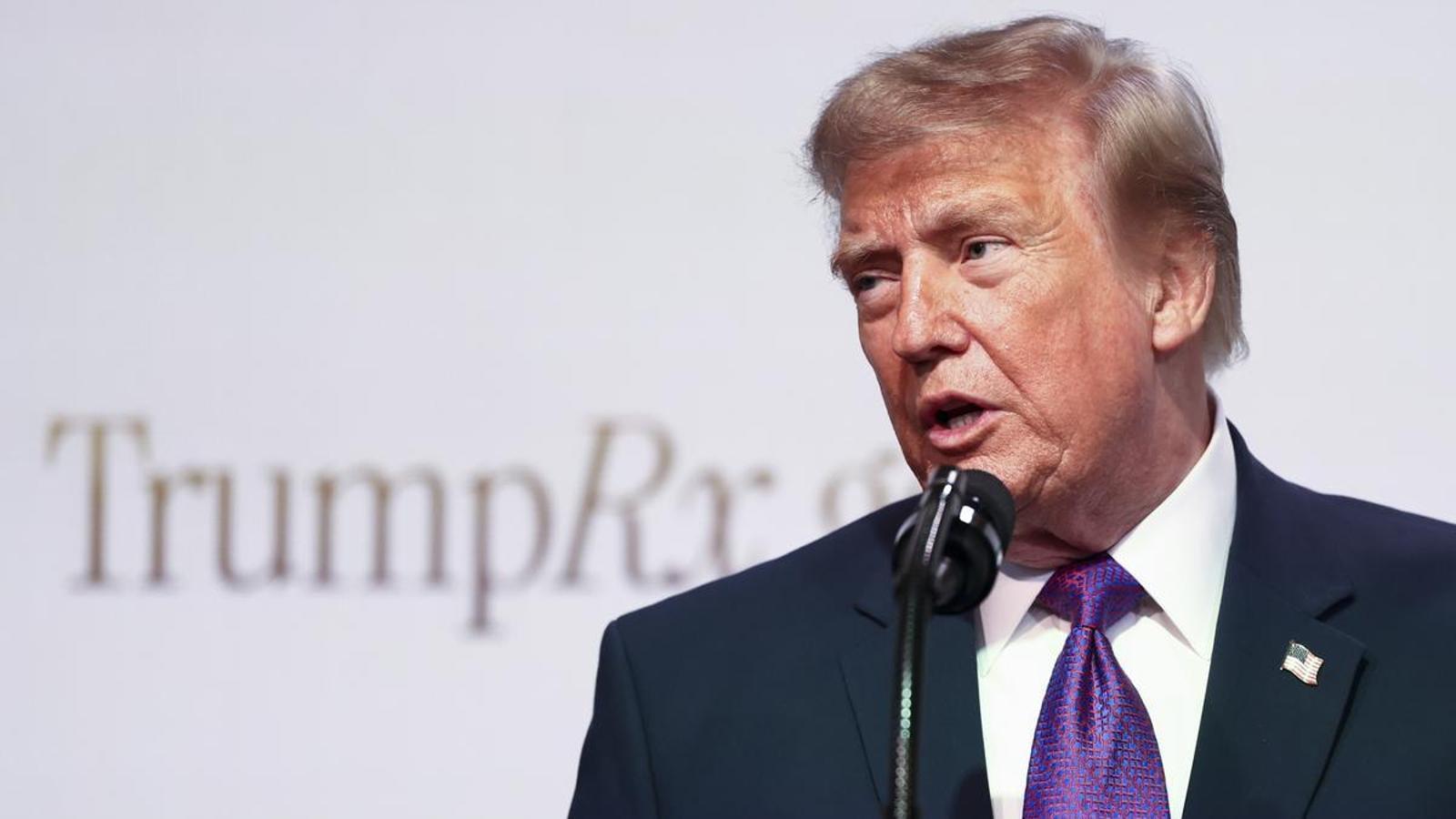 El presidente de los Estados Unidos, Donald Trump, durante un acto en el que anunció la ampliación de los medicamentos disponibles en la web 'TrumpRx'.