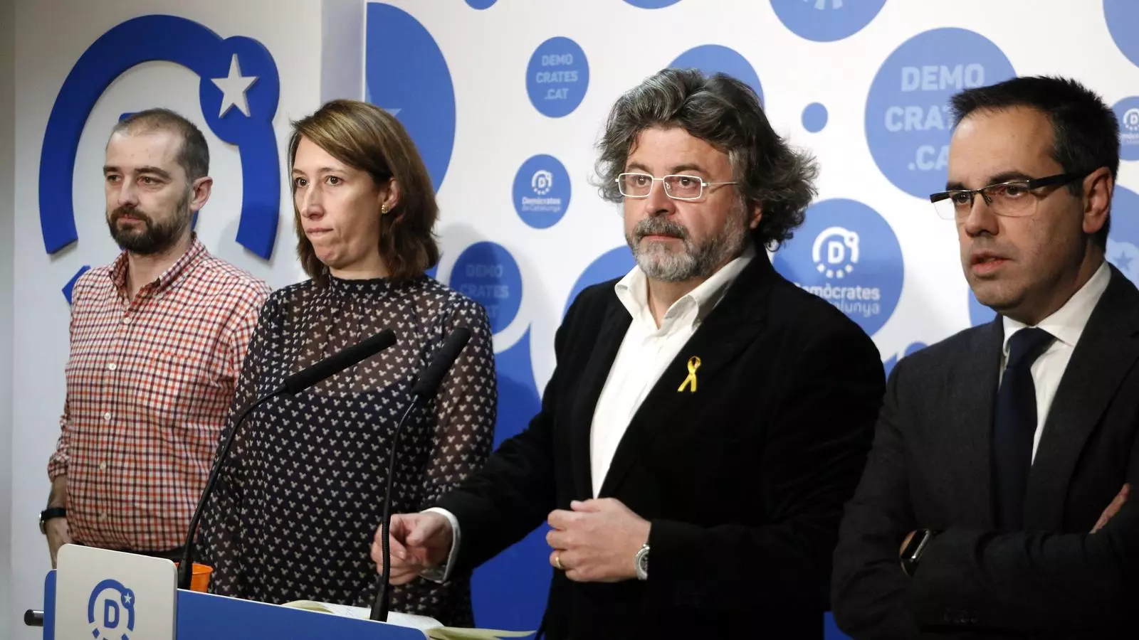 El portaveu Demòcrates de Catalunya, Antoni Castellà, en roda de premsa al costat de Titon Lailla, Gerard Ardanuy i Carles Sala, el 16 de novembre de 2017