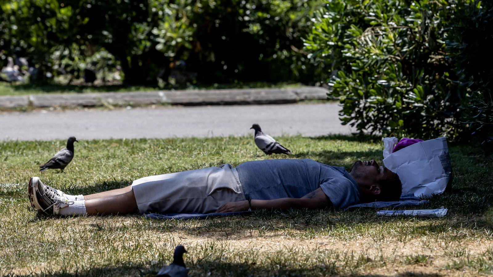 A man resting in the shade.